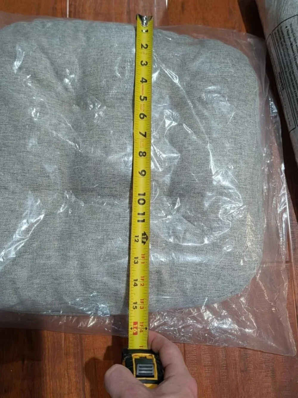 16x16 Gray Chair Seat Cushion with Ties 3